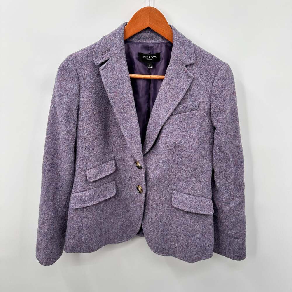 TALBOTS Wool Blend Notched Collar Lavender Purple Blazer // 4 Petite